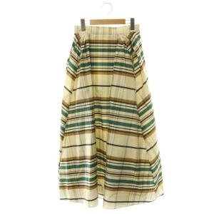 25SS タータンシルクプリーツチェックスカート 38 アイボリー