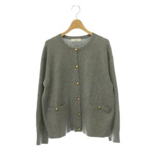 カシミアニットカーディガン 長袖 クルーネック グレー /DO OS