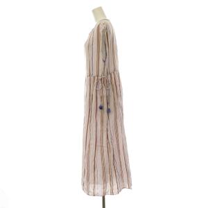NE QUITTEZ PAS! Cotton Voile Stripe Sleeveless Embroidery Dress ワンピース