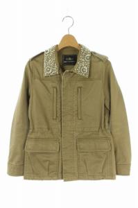 16SS ジャケット ミリタリー ステンカラー ビジュー装飾 36 カーキ