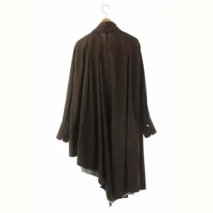 ADORE 20AW フィームコットンボリュームブラウス ハイネック アシンメトリー 38 ダークブラウン