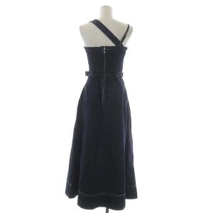 CASA FLINE フロントホックデニムロングワンピース キャミワンピ ロング フレア F ブルー
