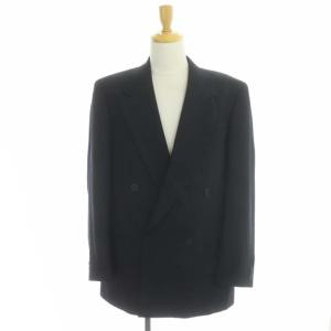 GIORGIO ARMANI スーツ セットアップ 上下 テーラードジャケット ダブル パンツ スラックス ストライプ 48 ブラック