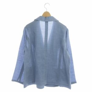 Leilian ジャケット テーラード 2B ウール混 シルク混 リネン混 13+ ライトブルー