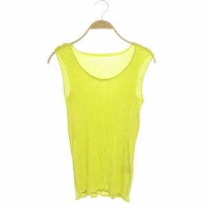 タンクトップ ノースリーブ Uネック 黄色 イエロー