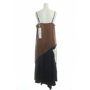 Diagram GRACE CONTINENTAL 19AW サテン配色キャミワンピース ロング イレギュラーヘム イレヘム 36 茶 黒 白 ブラウン ブラック ホワイト