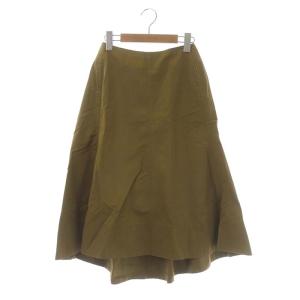 バックジップ コットン フレアスカート ロング 36 カーキ