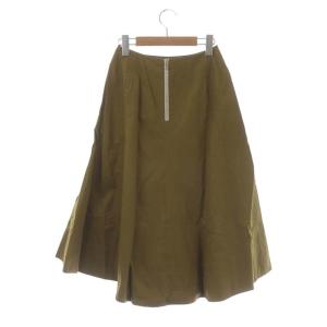 Drawer バックジップ コットン フレアスカート ロング 36 カーキ