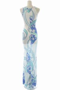Emilio Pucci ワンピース タイト 総柄 I40 ライトブルー