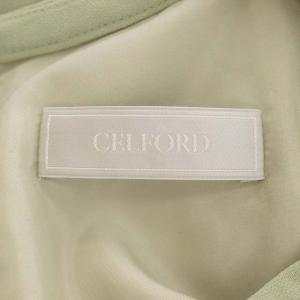 CELFORD 19SS バックサテンタックプリーツワンピース フレア タック ロング 長袖 36 ミントグリーン
