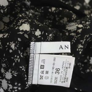 ANAYI 19SS シルエットフラワープリントVネックワンピース 七分袖 ロング シアー インナー付 36 黒 ブラック