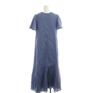 MARIHA Vネックワンピース ロング 半袖 フレア 36 ダスティーブルー