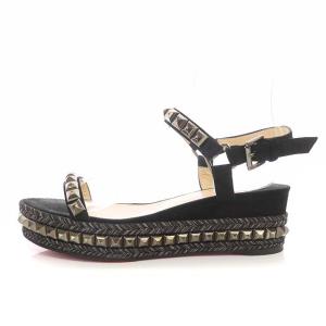 Christian Louboutin CATACLOU 60 スエードサンダル ストラップ スタッズ 38 25.0cm 黒 ブラック