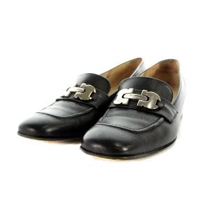 パンプス スクエアトゥ レザー 6.5 23.5cm 黒 ブラック GY08