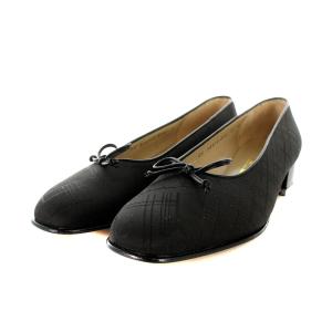 パンプス スクエアトゥ リボン 6 23cm 黒 ブラック