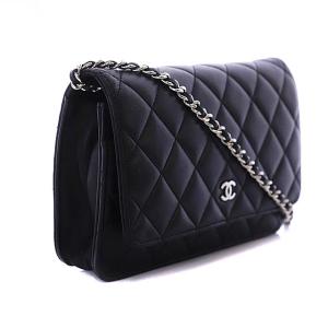 CHANEL マトラッセ チェーンウォレット ショルダーバッグ ココマーク ラムスキン 16番台 黒