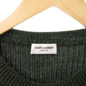SAINT LAURENT PARIS 18年製 スターモチーフウールニット セーター 長袖 XL 深緑 ダークグリーン