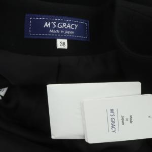 M'S GRACY 17AW ティアードノーカラーコート リボン 38 ブラック