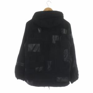 COMME des GARCONS HOMME AD2018 異素材パッチワーク フードジャケット ジップアップ XS ブラック