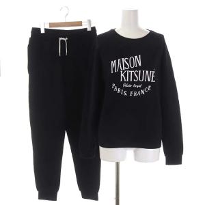 ロゴプリント スウェットプルオーバー×パンツ セットアップ 上下 トレーナー ジョガーパンツ S 黒 ブラック