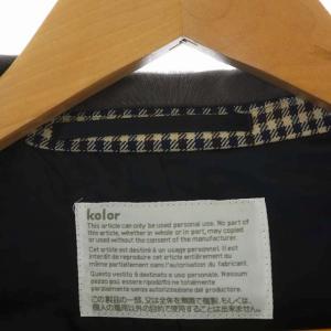 kolor ガンクラブチェックコート ラグランスリーブ ハラコ 切替 2 グレージュ 茶 紺