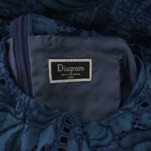 Diagram GRACE CONTINENTAL パッチワークレースドレス ワンピース ロング 半袖 フリルスリーブ 34 青 ブルー