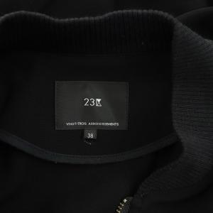 23区 トリアセダブルジョーゼット ブルゾン ジャケット ジップアップ 38 黒 ブラック