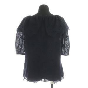 EPOCA セットアップ カットワークレースブラウス セミフレアスカート 40 紺