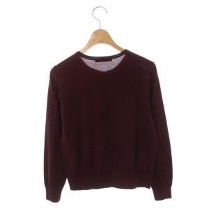 ANAYI フラワープリントドッキングカーディガン ニット 長袖 花柄 切替 38 ボルドー