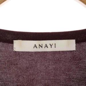 ANAYI フラワープリントドッキングカーディガン ニット 長袖 花柄 切替 38 ボルドー