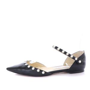 JIMMY CHOO LEEMA FLAT ストラップパンプス フラット ポインテッドトゥ 37 24.0cm 黒 ブラック