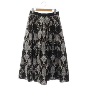 21AW オーナメントジャガードタックスカート ロング フレア 38 黒 ブラック