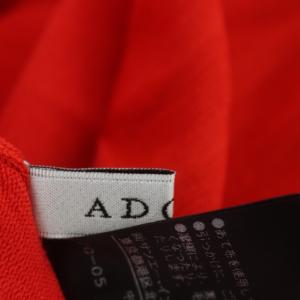 ADORE 20AW クリアファインニットワンピース ロング フレア 長袖 Vネック 38 赤 レッド