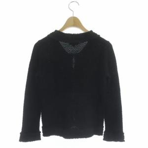 TOCCA ノーカラージャケット カーディガン ツイード シャーリング XS 黒 ブラック