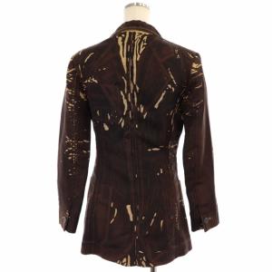 PRADA スーツ セットアップ 上下 シルク 総柄 テーラードジャケット 2B 台形スカート 膝丈 38 茶 ブラウン