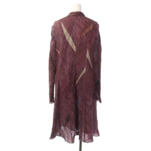 JURGEN LEHL Babaghuri シワ加工 シャツワンピース ひざ丈 長袖 シルク M ボルドー