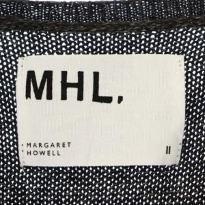 MHL. VINTAGE COTTON LINEN ニット ベスト Vネック リネン混 2 黒 ブラック グレー