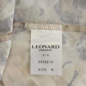 Leilian カットソー 半袖 クルーネック 花柄 プルオーバー M ベージュ 茶色 ブラウン マルチカラー