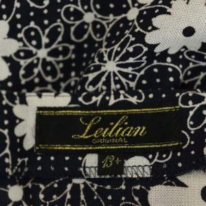 Leilian シャツ ブラウス 半袖 ノーカラー 花柄 ドット ペプラム 肩パット付き 大きいサイズ 13+ 紺 白 ネイビー ホワイト