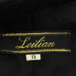 Leilian ワンピース 七分袖 切替 フレア 膝丈 花柄 フロントボタン 9 黒 赤 緑 ブラック レッド グリーン