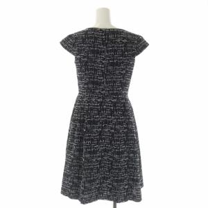 TOCCA 18AW PEBBLY ドレス ワンピース フレンチスリーブ ミモレ丈 ロング フレア タック 2 黒 白 ブラック ホワイト