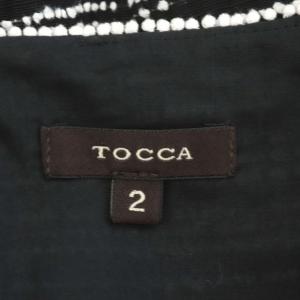 TOCCA 18AW PEBBLY ドレス ワンピース フレンチスリーブ ミモレ丈 ロング フレア タック 2 黒 白 ブラック ホワイト