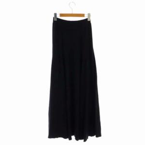 Deuxieme Classe リブニットロングスカート デザイン フレア イージー 黒 ブラック