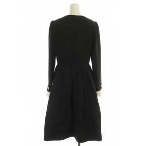 Chesty 21SS エレガントフラワーワンピース ひざ丈 長袖 0 黒 白 ブラック ホワイト