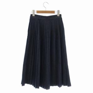 ANAYI 20SS デニムチョウプリーツスカート ロング 34 紺 ネイビー