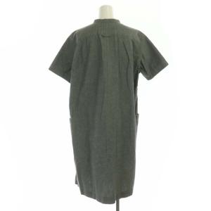MHL. YARN DYE COTTON LINEN WORK SHIRT ONE-PIECE ワークシャツワンピース ひざ丈 半袖