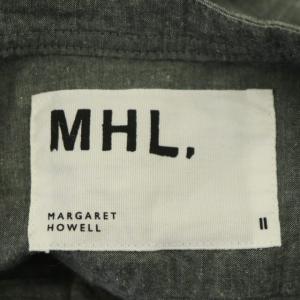 MHL. YARN DYE COTTON LINEN WORK SHIRT ONE-PIECE ワークシャツワンピース ひざ丈 半袖