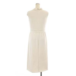 ANAYI かぎ編み 切り替え ノースリーブ ニットワンピース ロング 38 エクリュ