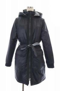 TORY BURCH リバーシブル7ダウンジャケット 花柄 ジップアップ ベルト付き 2 紺 ネイビー マルチカラー