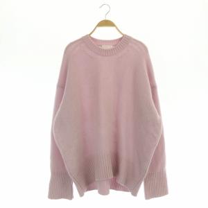 ファインウール クルーネック プルオーバー ニット セーター 長袖 M ピンク